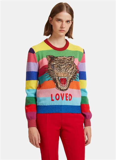 gucci bee embroidered sweater|Gucci tiger sweater women.